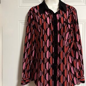 Valerie Stevens High LowButton Up Blouse Top SZ Medium Valentine's Romantic Date